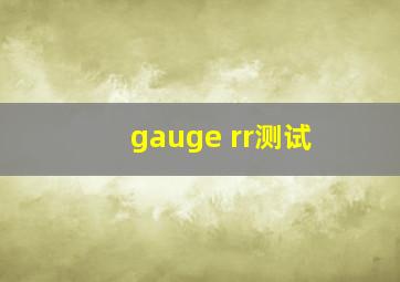 gauge rr测试